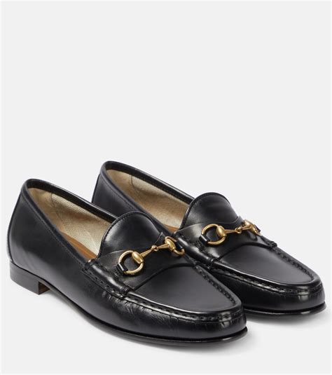 gucci leather loafer with horsebit and double g|Gucci leather horsebit loafer review.